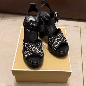 Michael Kors Black and White Platform Sandals